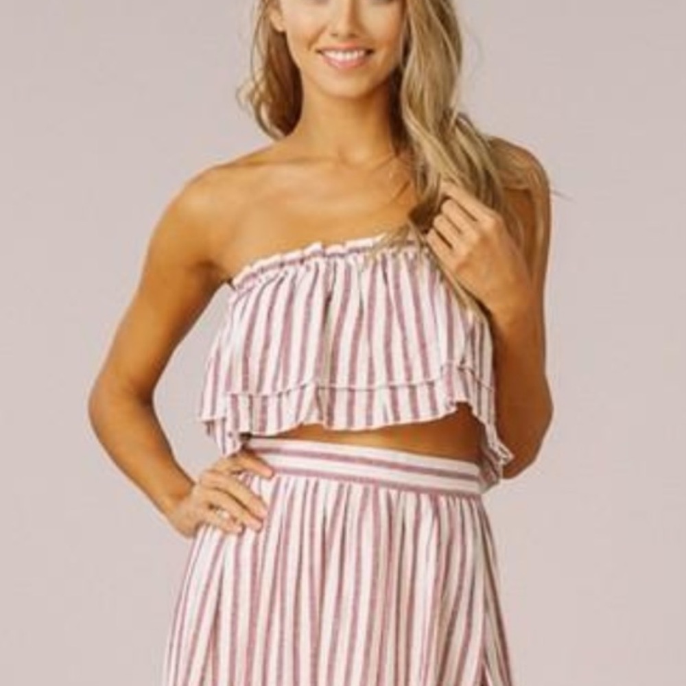 NWT Listicle Striped Bandeau Ruffle